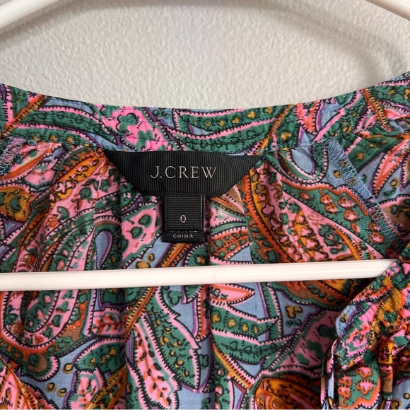 J. Crew Paisley Blouse Cotton Silk 0 - Picture 2 of 5